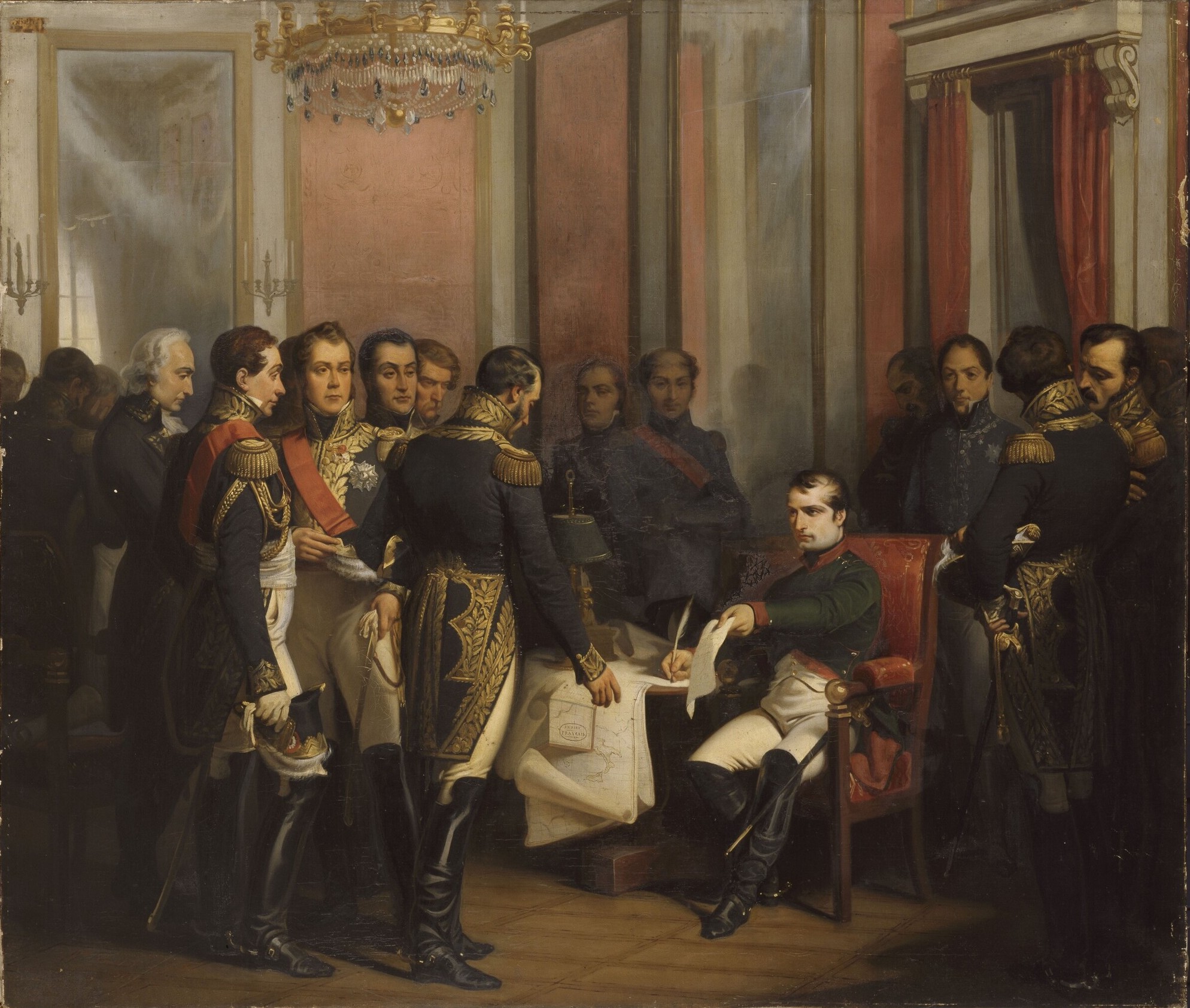 Napoleon signs his abdication at Fontainebleau, April 11, 1814 — by François Bouchot