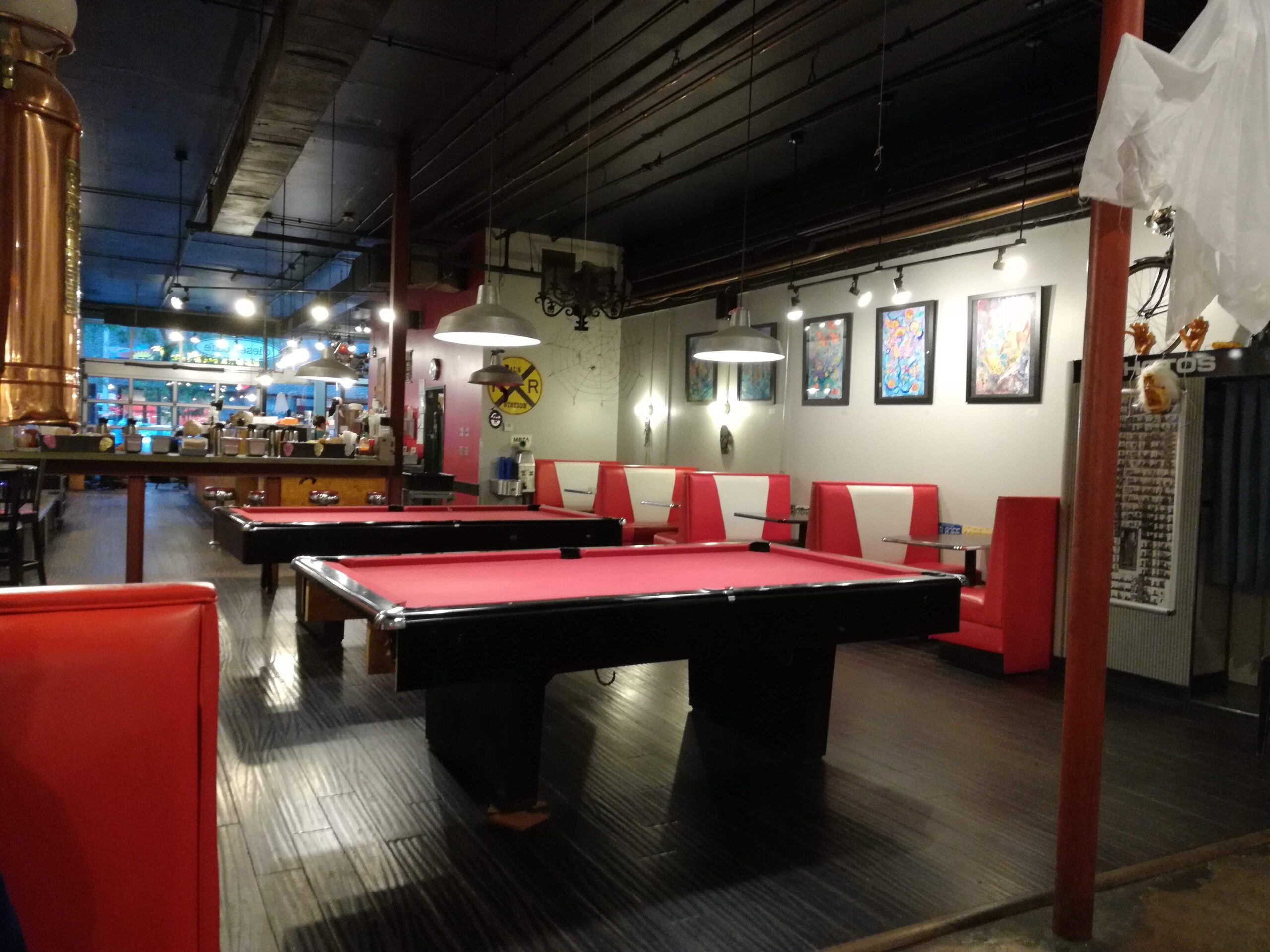 A pool billiard table