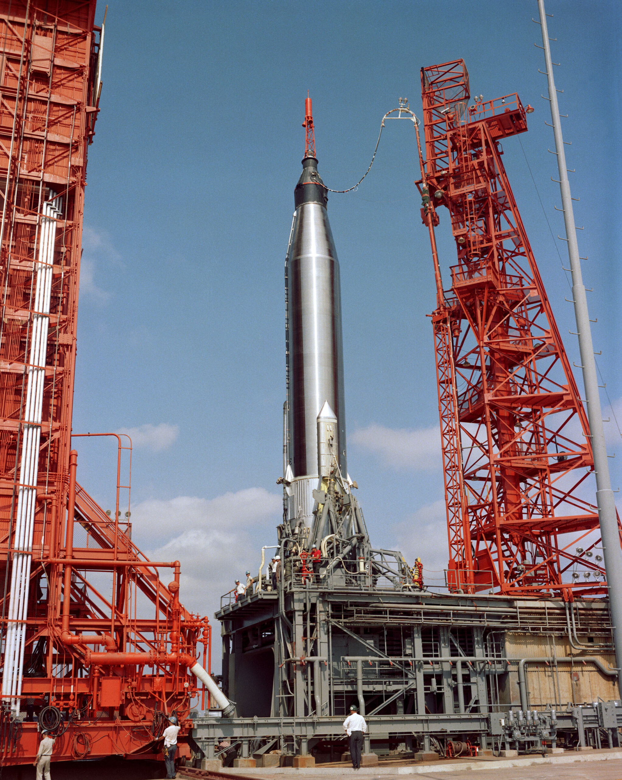 Preparation for launch of Mercury-Atlas 9 (s63-07608)