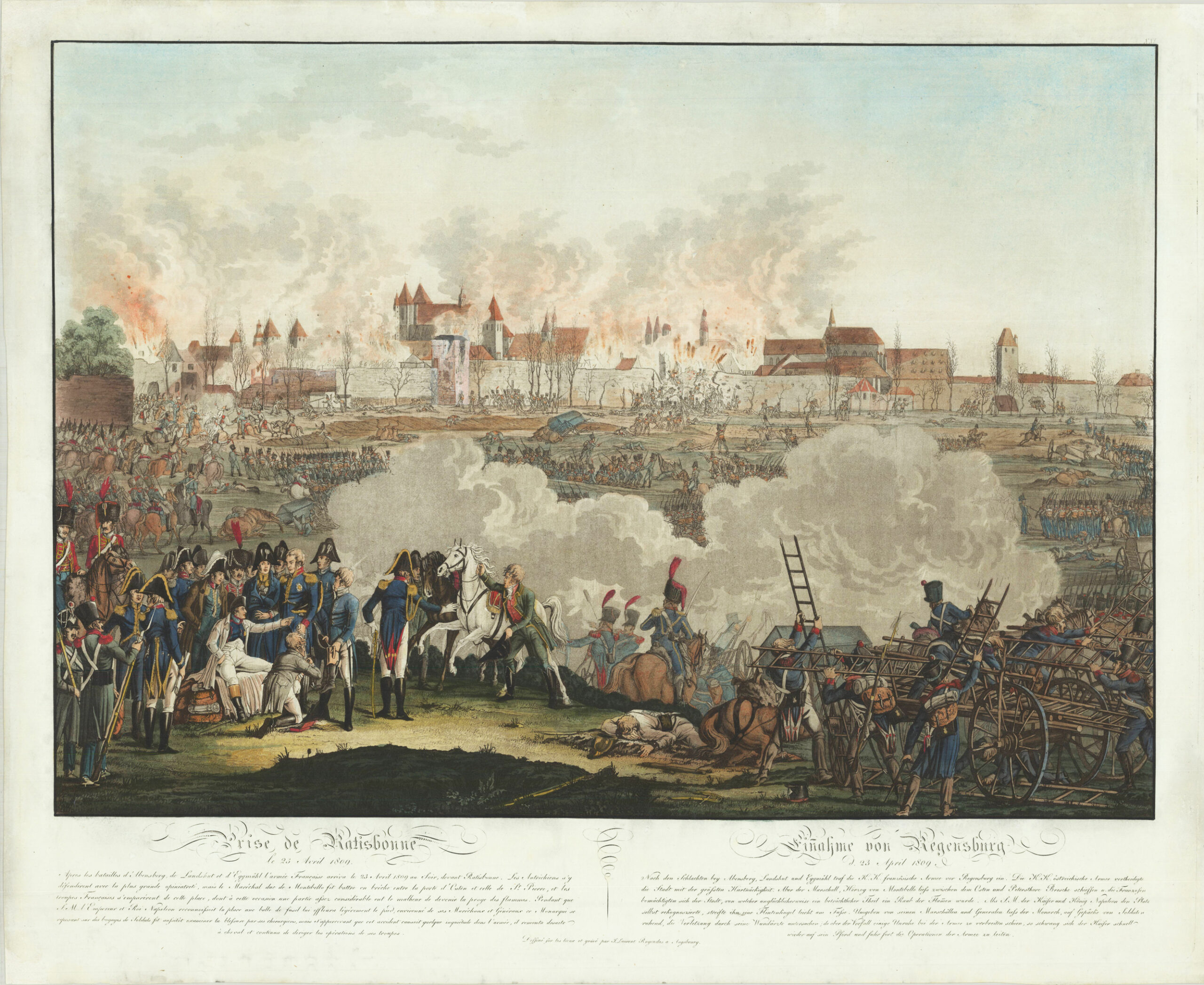 Aquatintaradierung - Regensburg - Einnahme - Napoleon - 1809